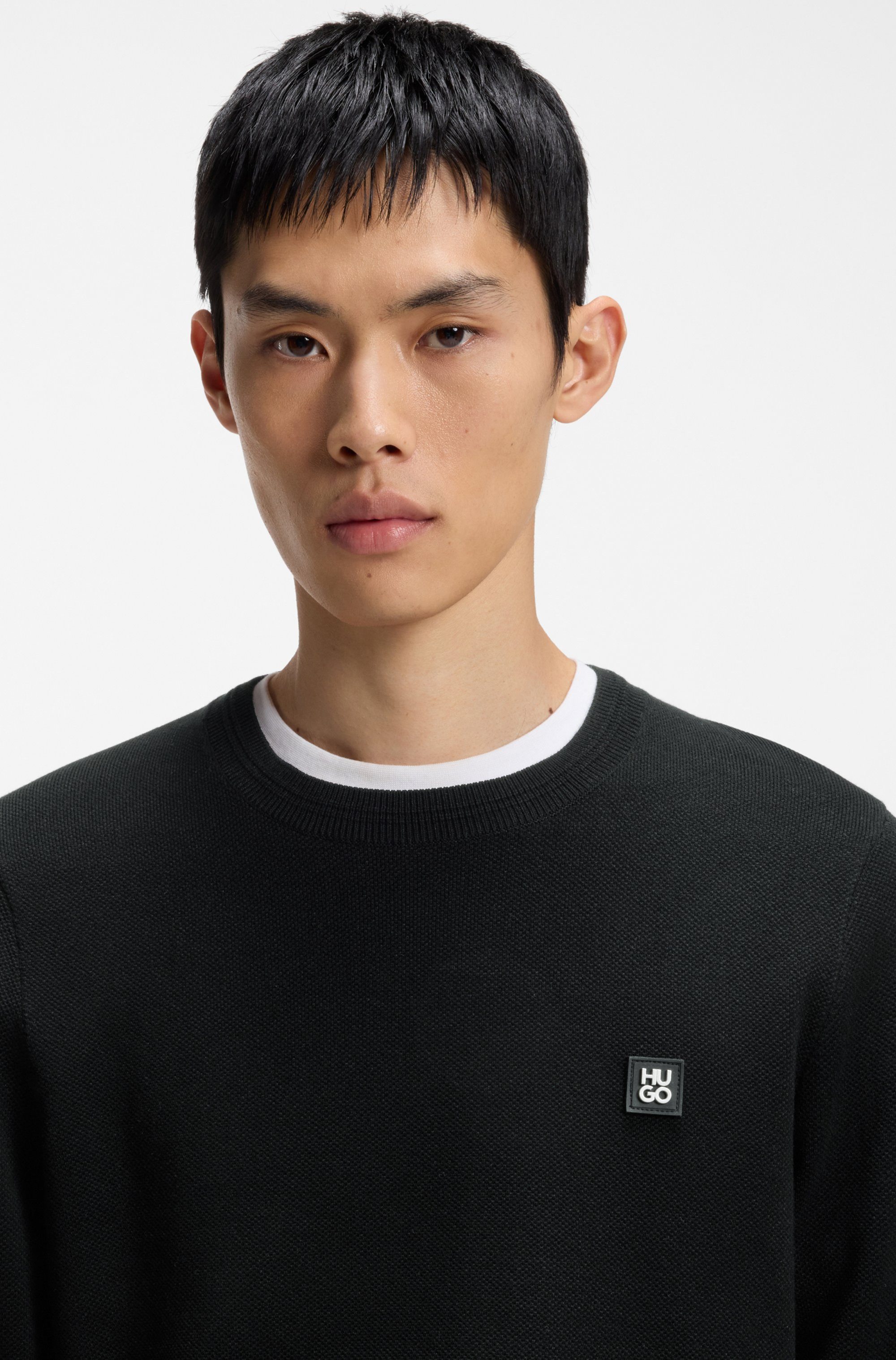 HUGO Strickpullover Setallo Feinstrick, Viskose-Mix, Regular Fit