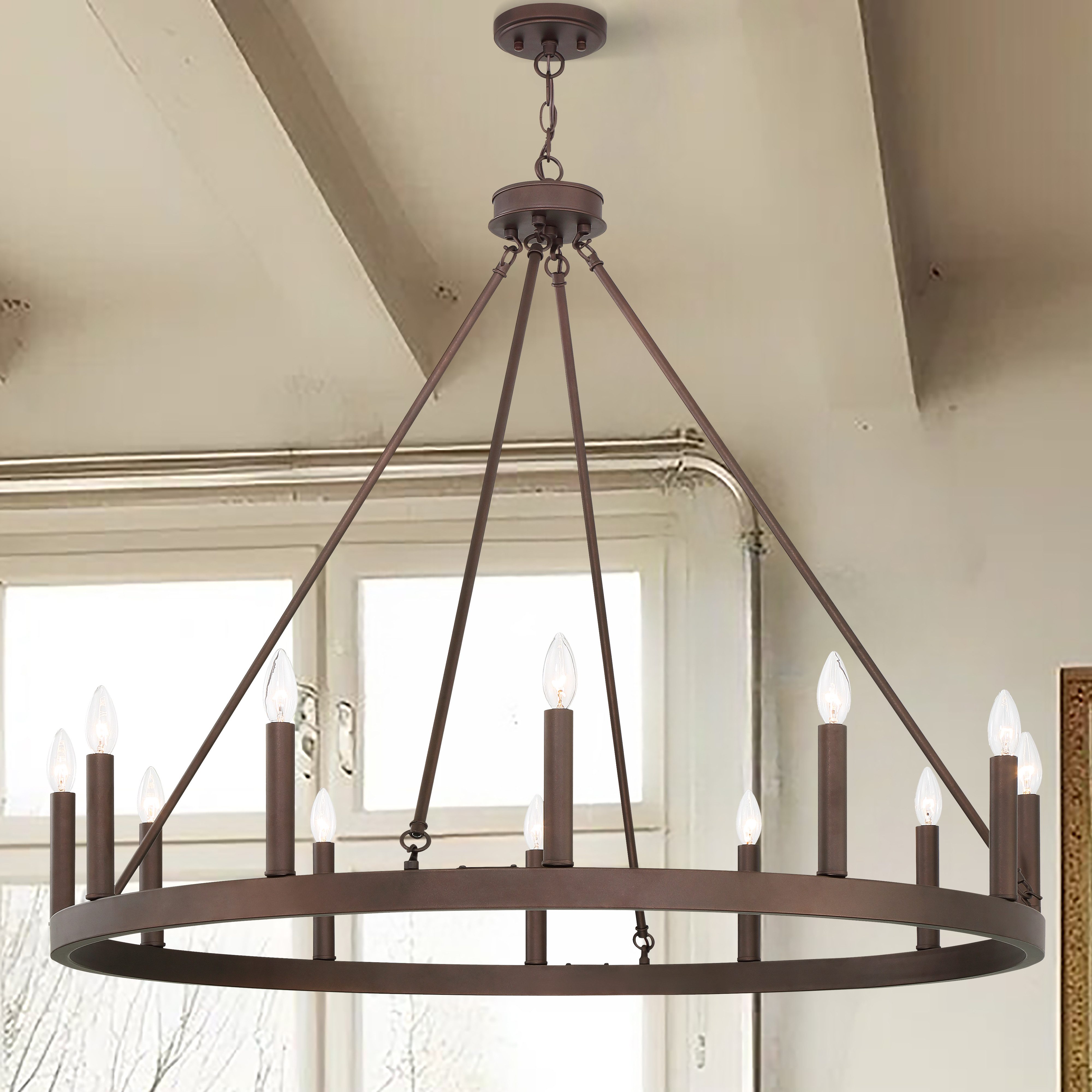 MLT&RIDDLE Kronleuchter Eleganter Wagenrad-Kronleuchter mit 12 Kerzen, ohne günstig online kaufen