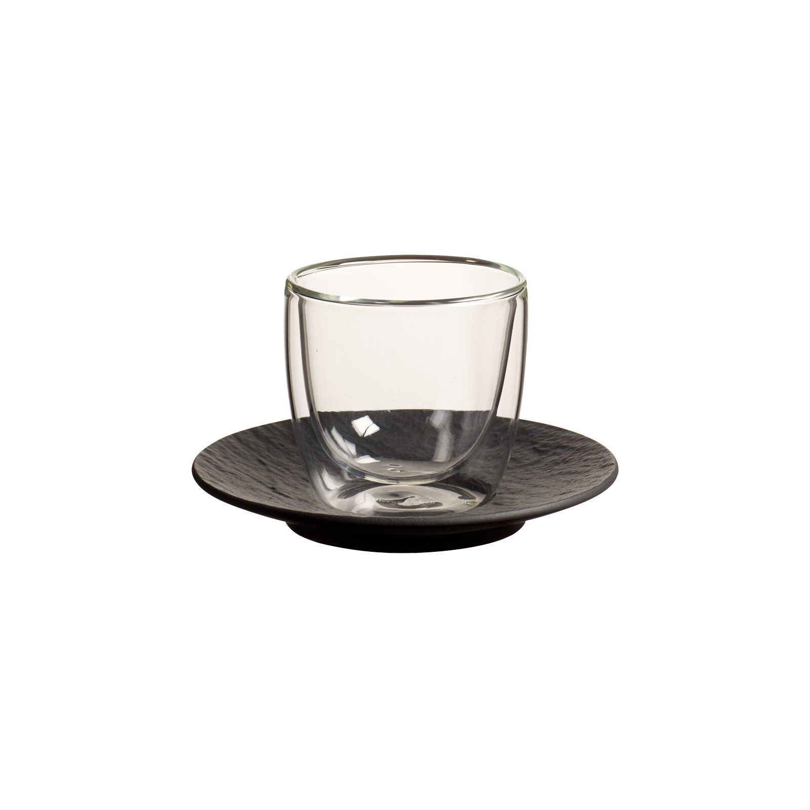 Villeroy & Boch Tasse Manufacture Rock Glow Espressoglas mit Untertasse, 2-tlg., Material-Mix