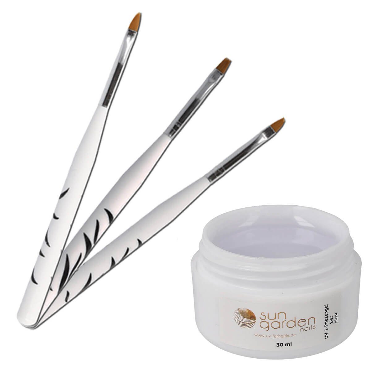 UV-Gel 30 ml UV 1-Phasengel Allround Gel klar + Pinselset 3tlg.