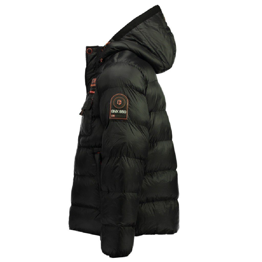 Geographical Norway Winterjacke Herren Steppjacke in Unifarbe, mit abnehmbarer Kapuze, mit Stehkragen