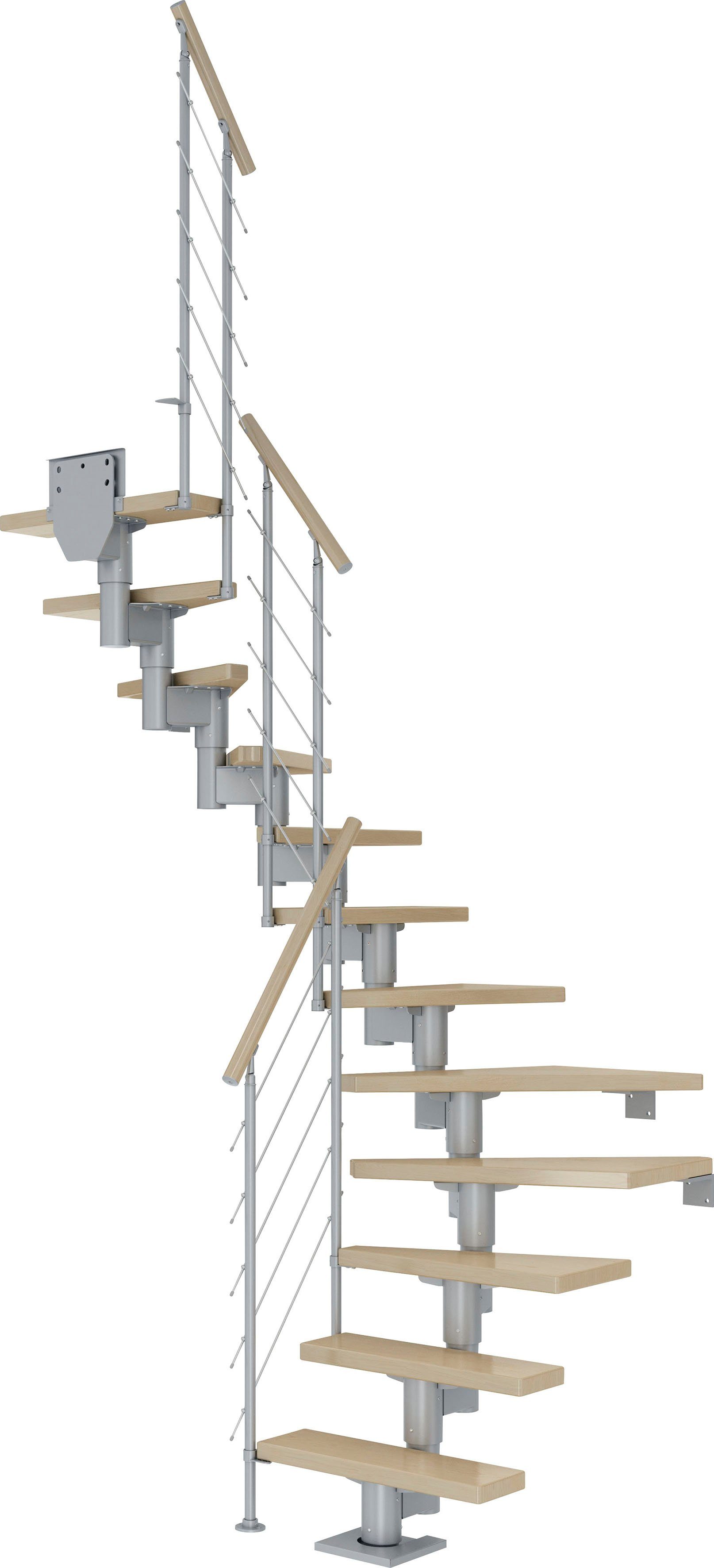 Ahorn/Metall Dolle Stufen Dublin, für cm, Mittelholmtreppe bis offen, Geschosshöhen 270