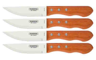 Tramontina Steakmesser DYNAMIC Steakmesser Jumbo (4 Stück), 4-tlg. Set, rostfreier Edelstahl, Holzgriff