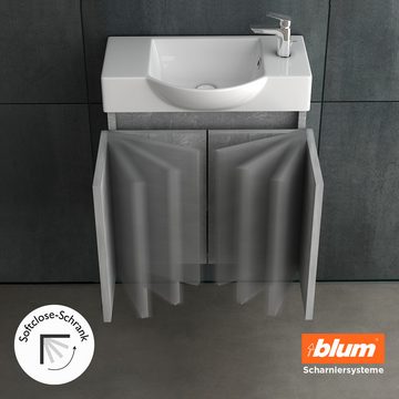 Alpenberger Badmöbel-Set Waschbecken mit Unterschrank 55 cm Breit - Grau