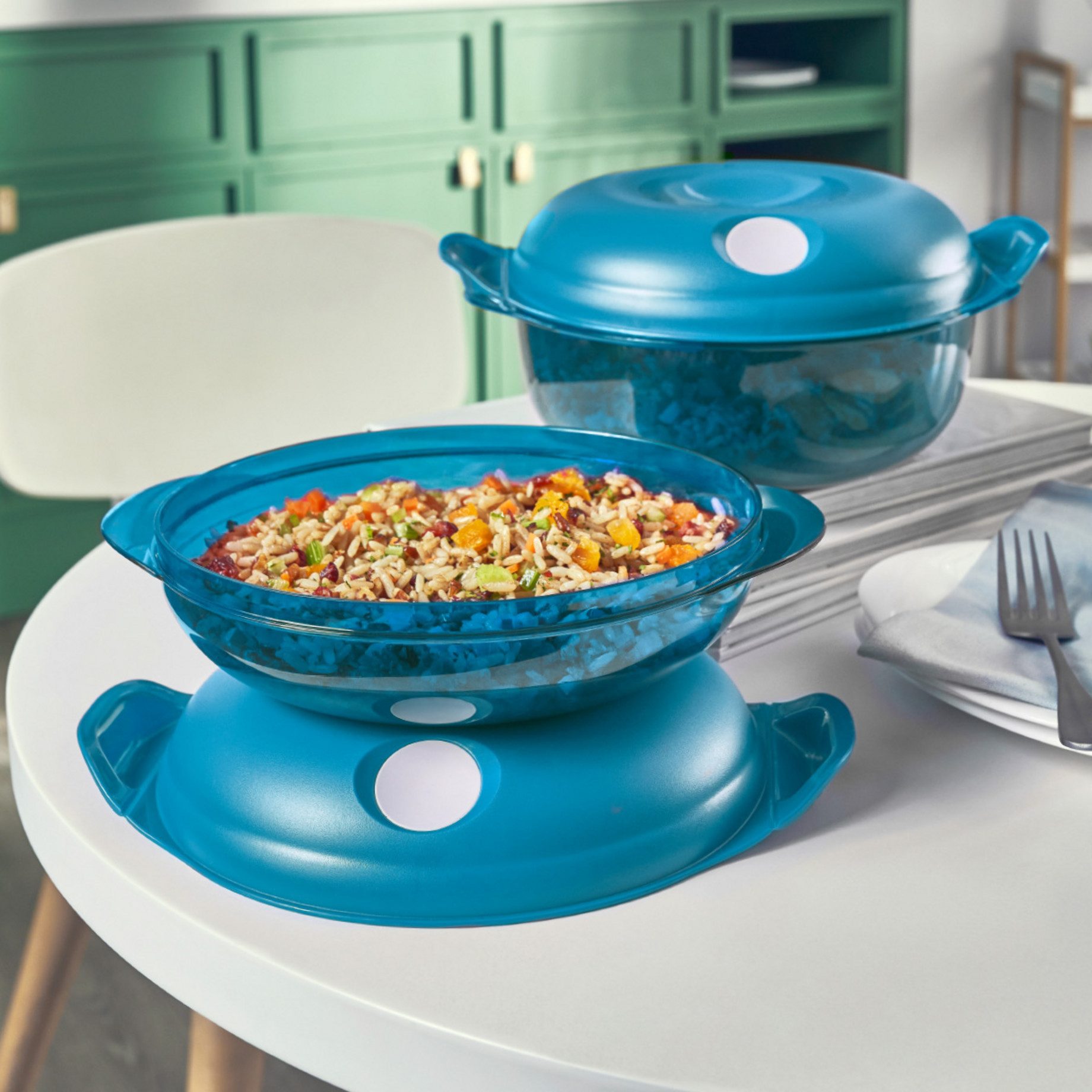 TUPPERWARE Mikrowellenteller Tupperware Micro Fix 1,5 L Mikrowelle blau