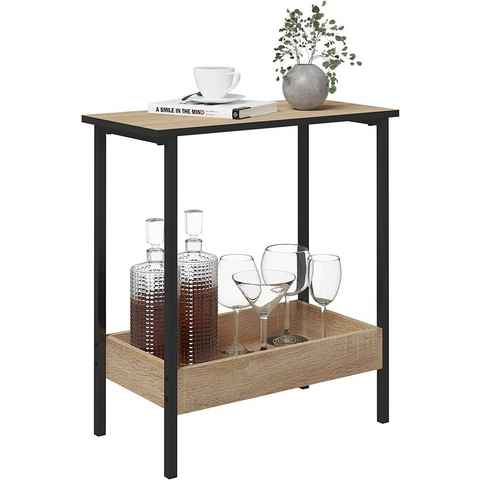 Woltu Beistelltisch (1-St), mit 2 Ablagen, Couchtisch mit Stauraum 50x55x25cm