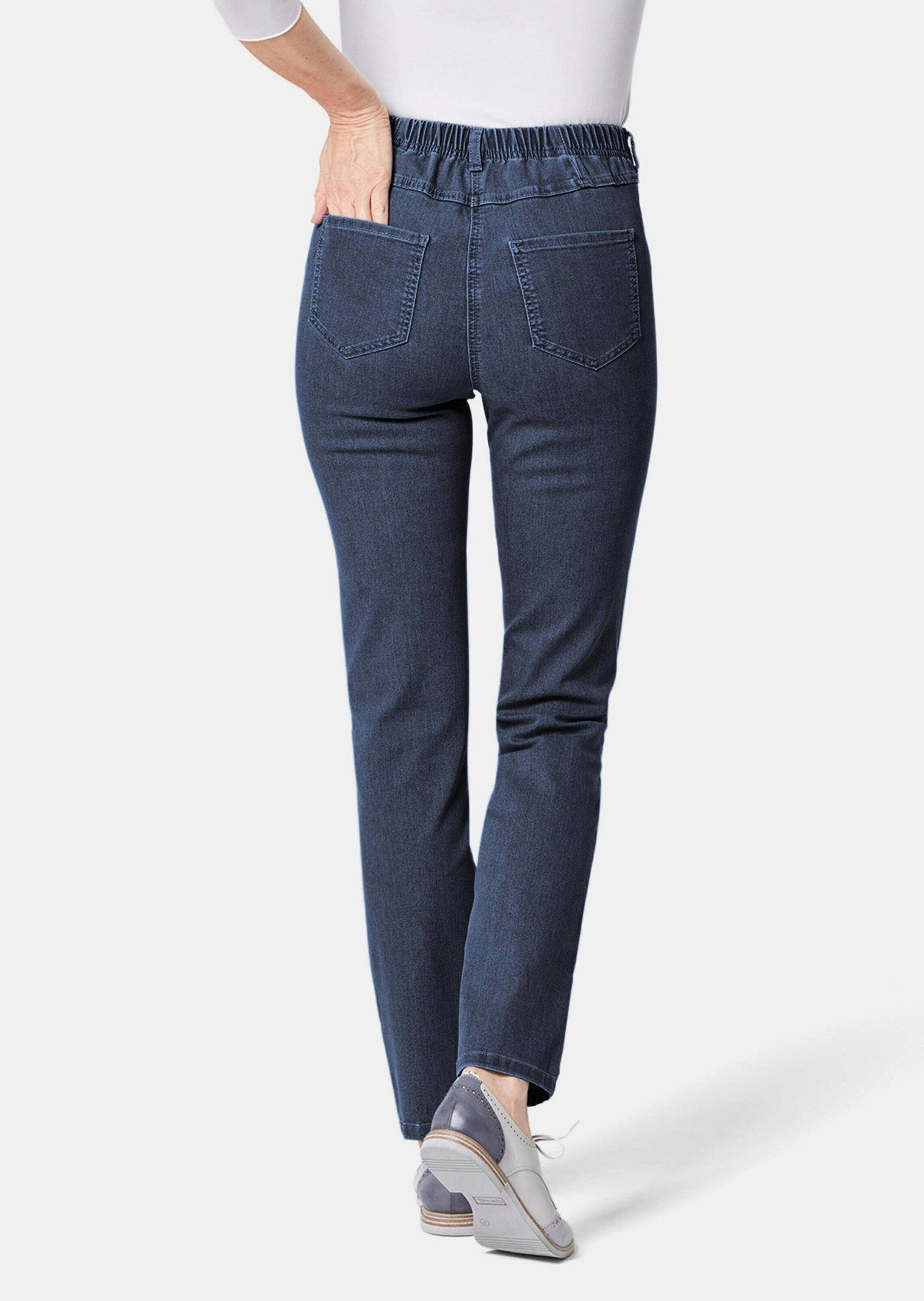 Kurzgröße: Bequeme dunkelblau Jeans GOLDNER Bequeme High-Stretch-Jeanshose