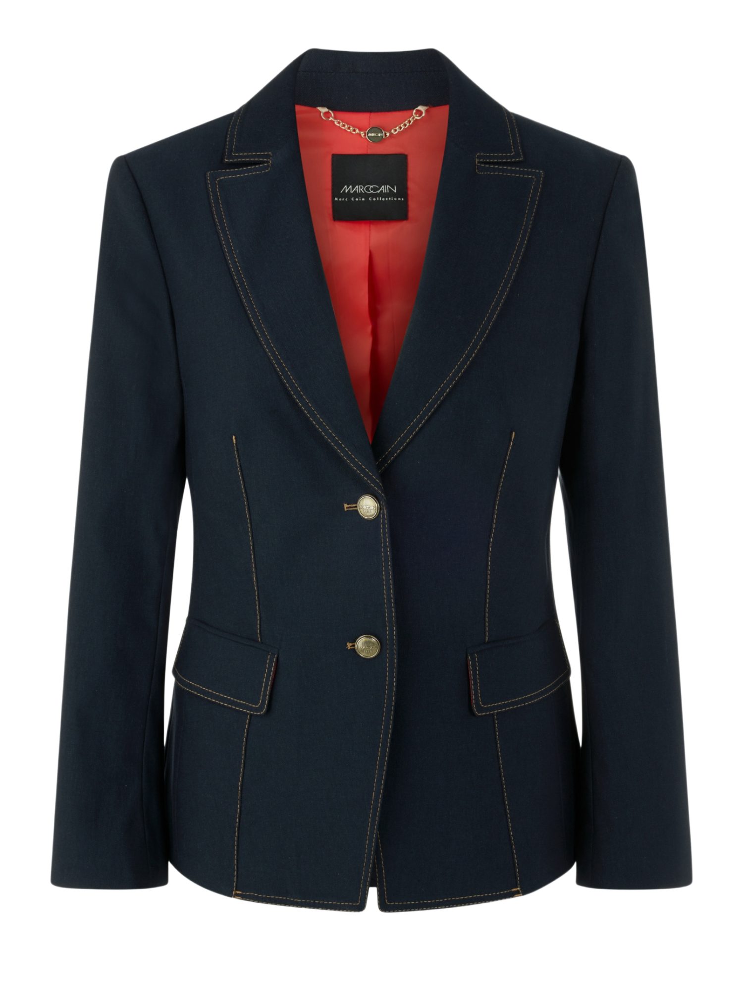 Marc Cain Jackenblazer AC.1 - A - Prairie Muse blau,Casual,Polyester,Unifarben,Reverskragen,Lang,Regular Fit