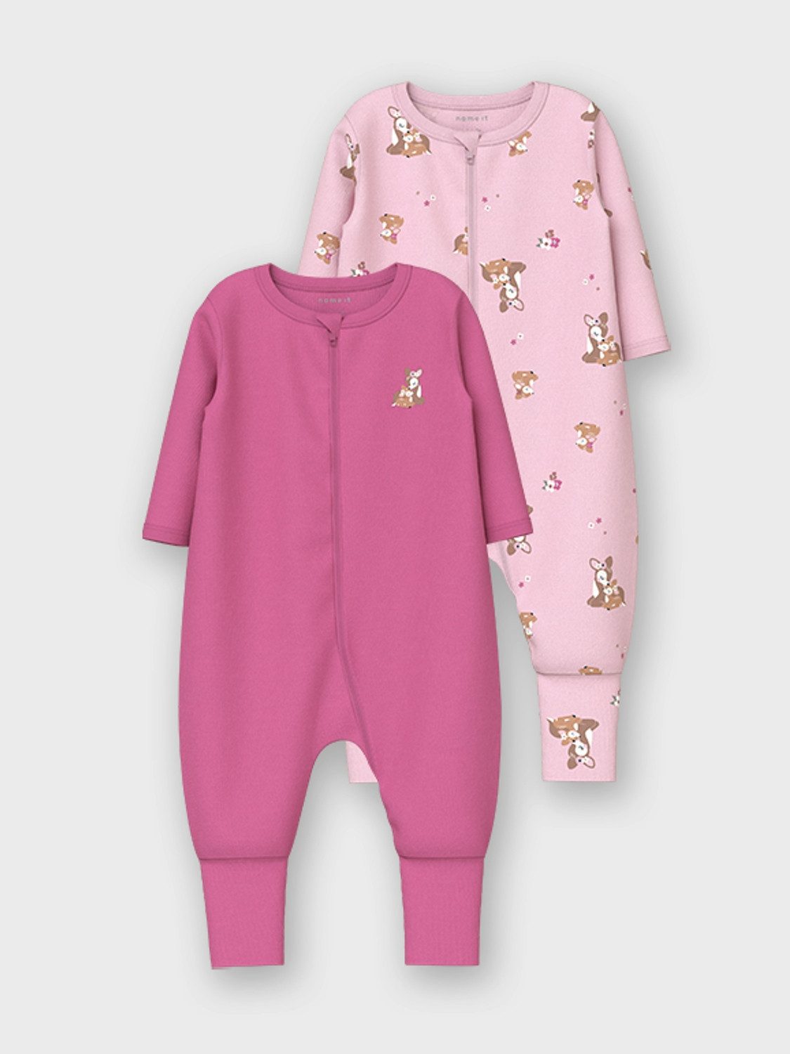 Name It Schlafanzug NBFNIGHTSUIT 2P ZIP FF ROSE DEER NOOS (Packung, 2 tlg)