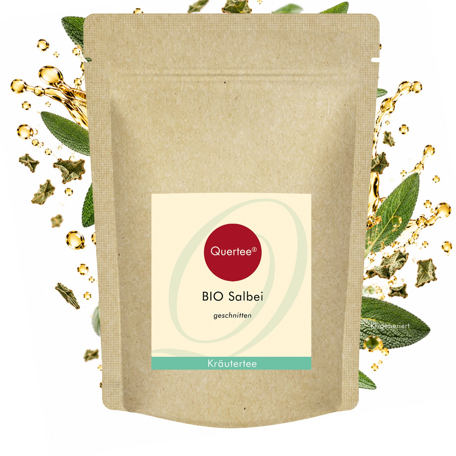 Quertee Tee Bio Salbeitee – 100 % Bio Salbeiblätter getrocknet & geschnitten, 1 x
