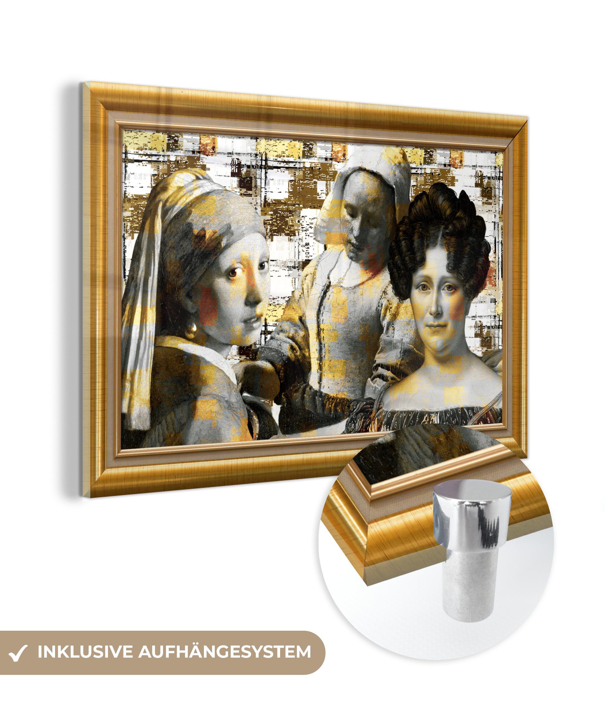 MuchoWow Acrylglasbild Kunst - Wanddekoration Gold, Alte auf - - - Glas Rahmen Foto - - Wandbild Meister (1 Glas Glasbilder auf St), Bilder