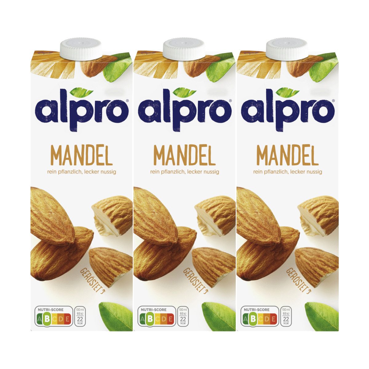 Alpro Milchmischgetränk, Alpro Mandeldrink Original mit Calcium und Vitaminen 1000ml 3er Pack