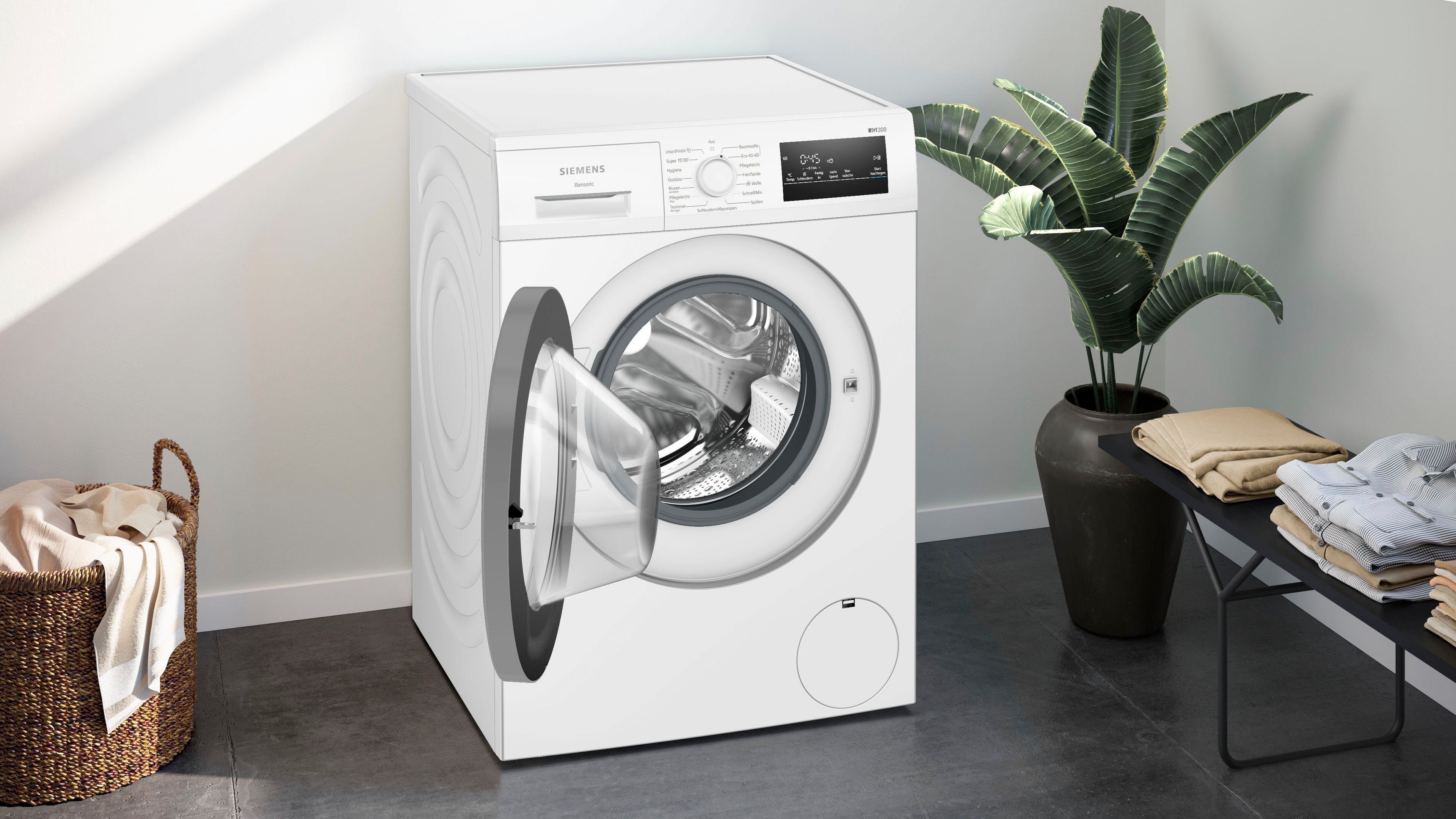 SIEMENS Waschmaschine iQ300 WM14N127, 8 kg, 1400 U/min, Knitter-Programm smartFinish, Outdoor-Programm, Softtrommel