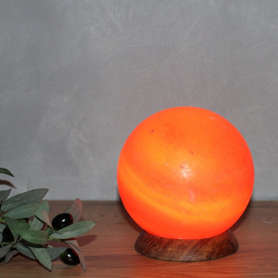 HIMALAYA SALT DREAMS Salzkristall-Tischlampe USB-Ball, LED wechselbar,  Warmweiß, Handgefertigt aus Salzkristall - jeder Stein ein Unikat