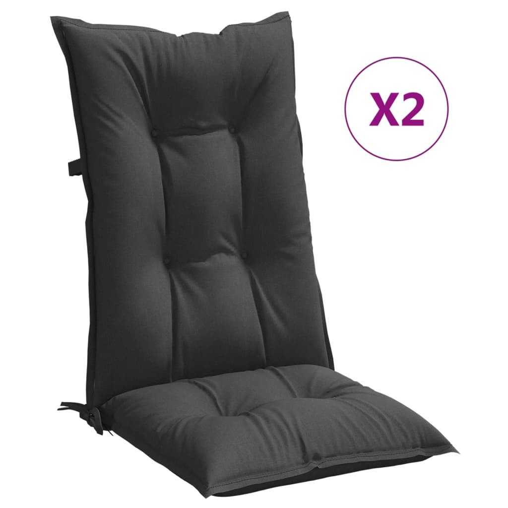 vidaXL Sitzauflage Hochlehner-Auflagen 2 Stk. Melange Anthrazit 120x50x7cm Stoff, (2 St)