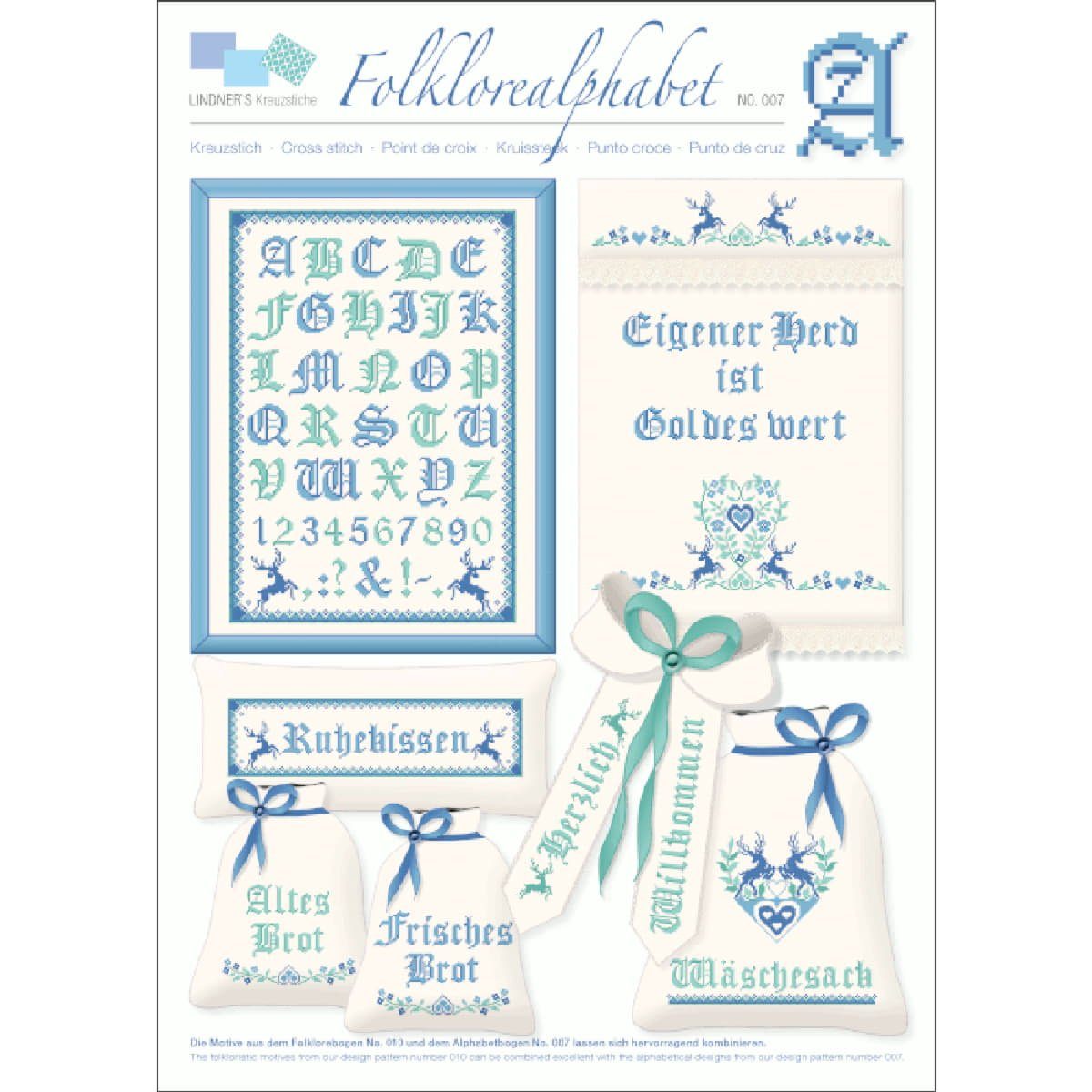 Lindner´s Kreuzstiche Kreativset Lindner´s Kreuzstiche Zählmuster Vorlage "Folklorealphabet eisig", 00, (embroidery kit by Marussia)
