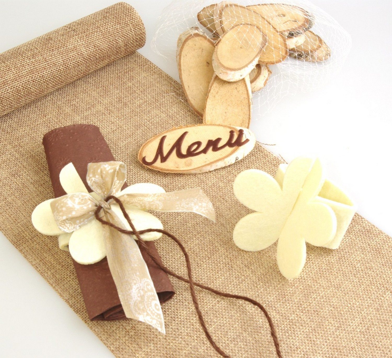 Deko AS Tischläufer Tischläufer Shabby Chic cocosbraun 20cm 25m - 69-200-25-21 (1-tlg, 1 Rolle Tischläufer), Strapazierfähig