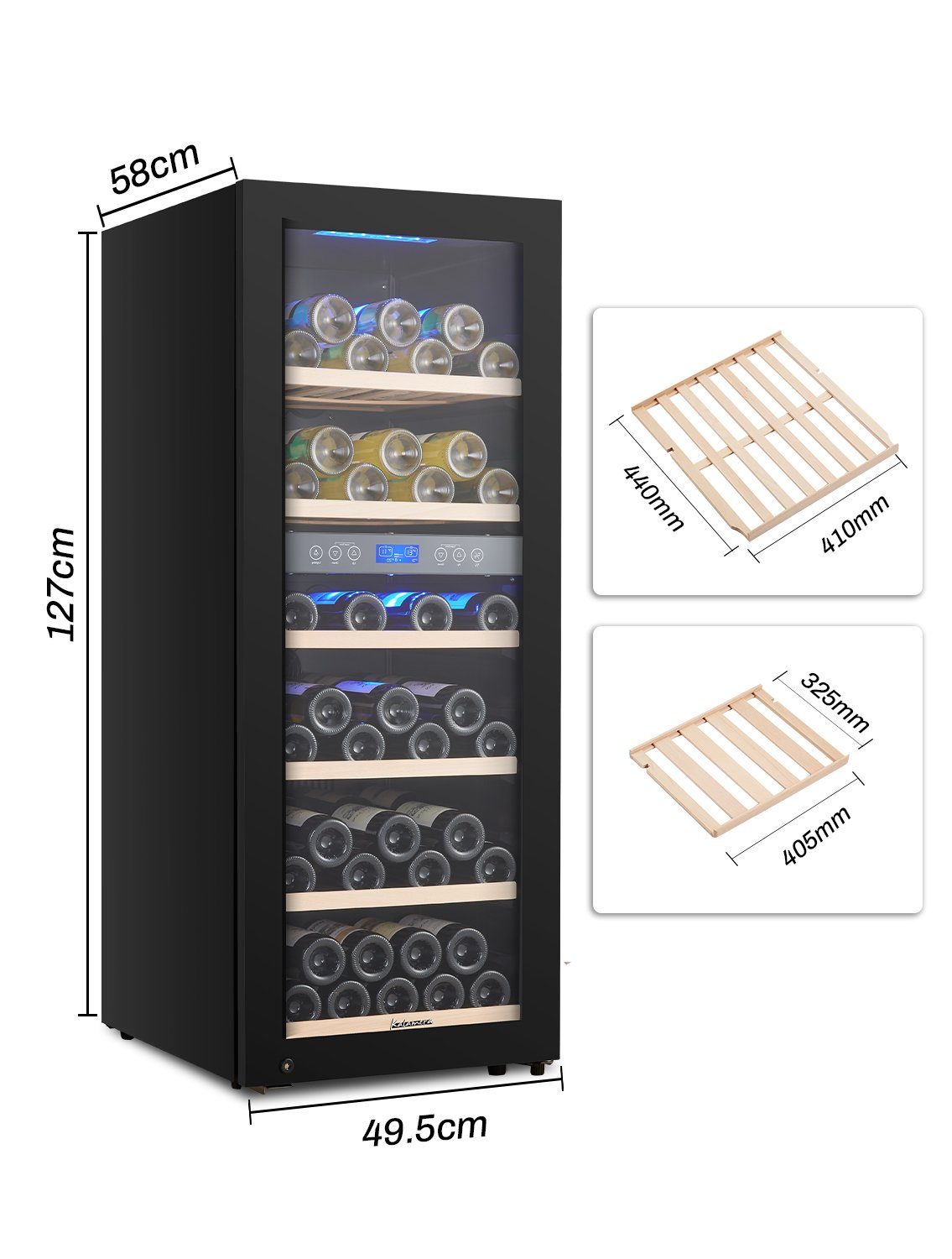 kalamera Weinkühlschrank KRC-200BFG, für 73 Standardflaschen Zonen 0,75l,2 á