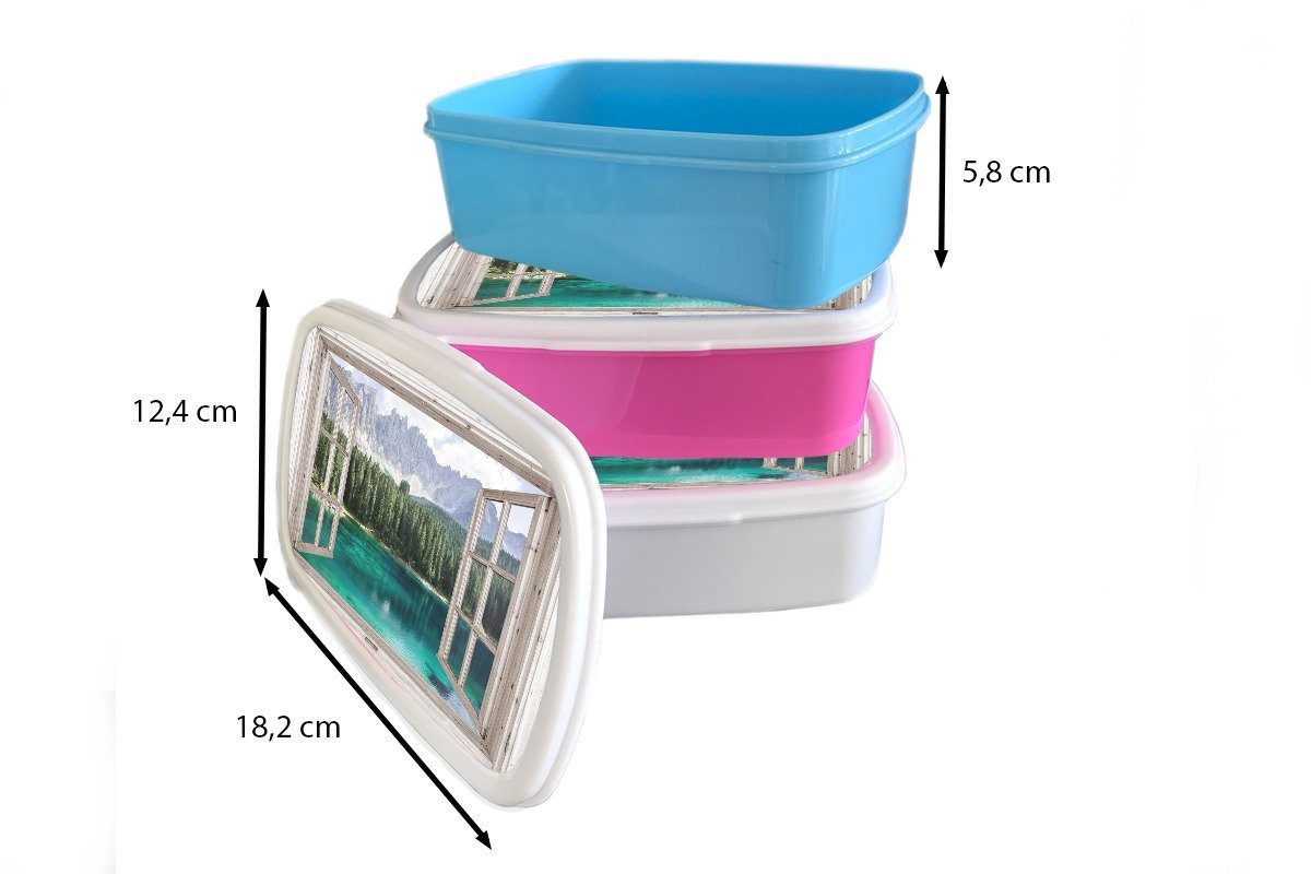 Lunchbox Kunststoff, und - weiß Brotdose, Kinder (2-tlg), - Berg für Erwachsene, MuchoWow für Brotbox Mädchen Wasser, Jungs und Aussicht