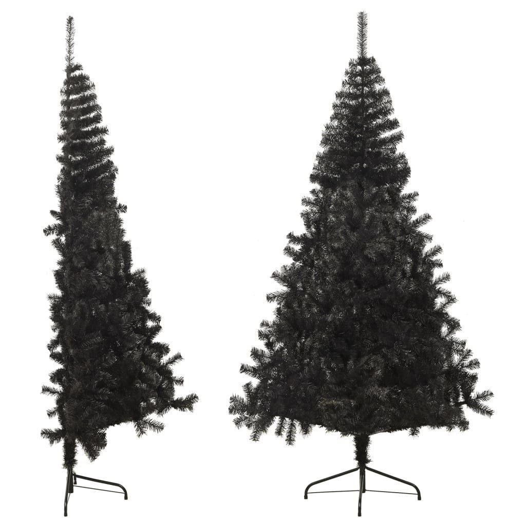 furnicato Künstlicher Weihnachtsbaum Künstlicher Halb-Weihnachtsbaum mit Ständer Schwarz 240 cm PVC