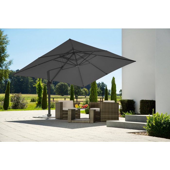 Schneider Schirme Ampelschirm Rhodos Grande LxB: 300x400 cm mit Schutzhülle und Schirmständer ohne Wegeplatten