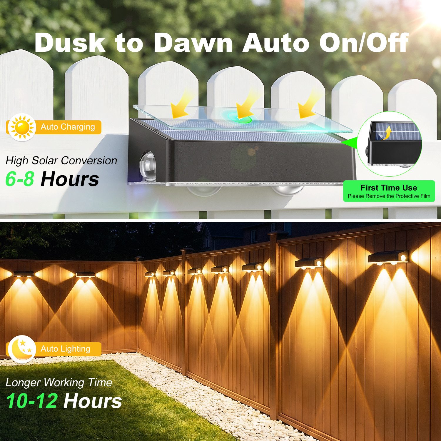 oyajia Außen-Wandleuchte 4 Stück Solarlampe für Außen, LED Solarleuchte Außen Wandlampe Up Down, LED fest integriert, Kaltweiß, Warmweiß, RGB, RGB LED Solarleuchte für Veranda, Garten, Terrasse, Zaun, Wand, Balkon