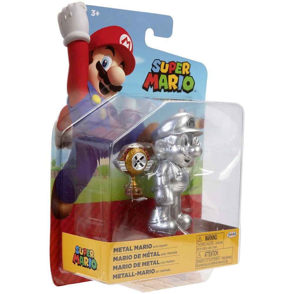 Super Mario Actionfigur Nintendo Super Mario Figur Metal Mario with Trophy, 10 cm