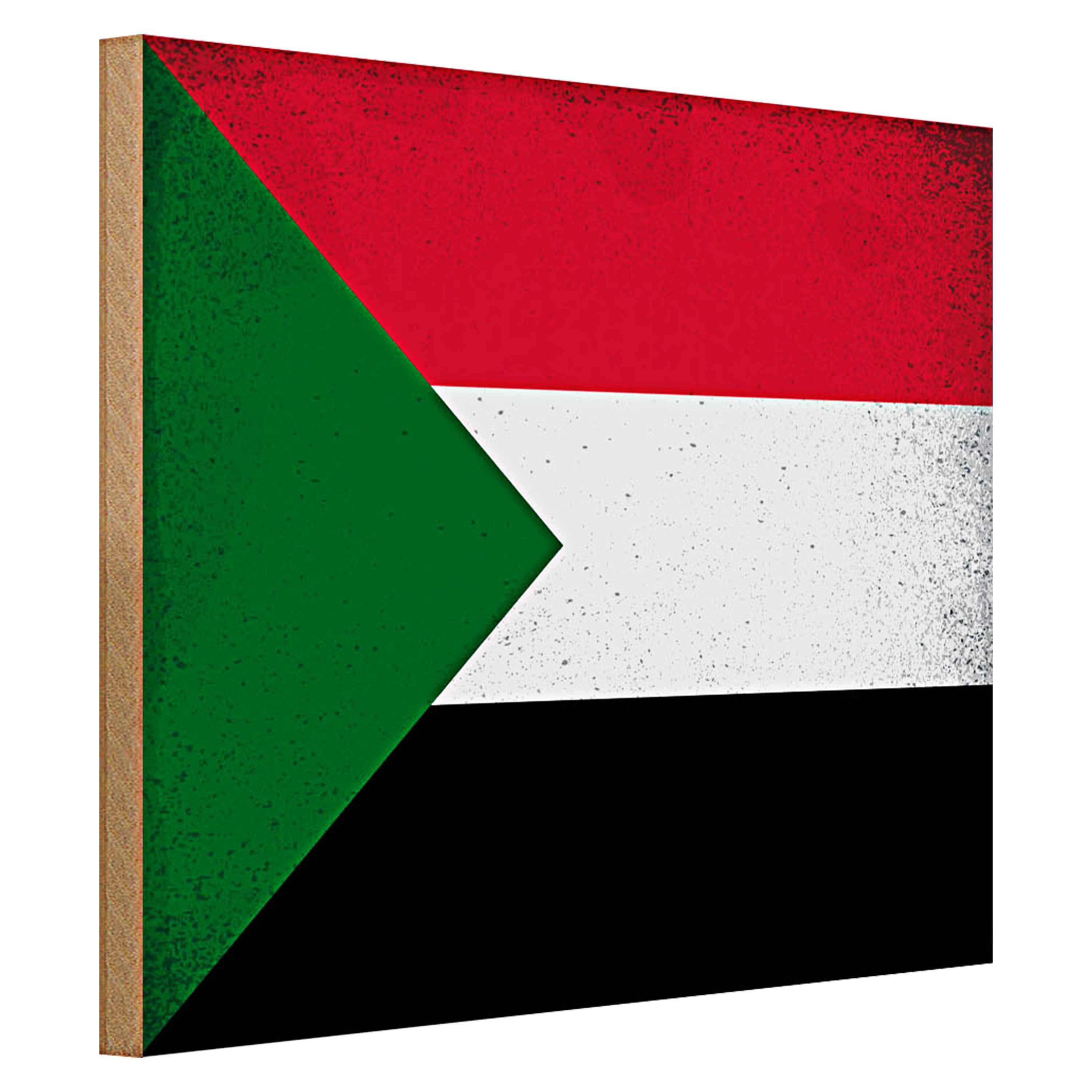 Roomando Holzbild Flagge Sudan 40x30cm Flag of Sudan Vintage