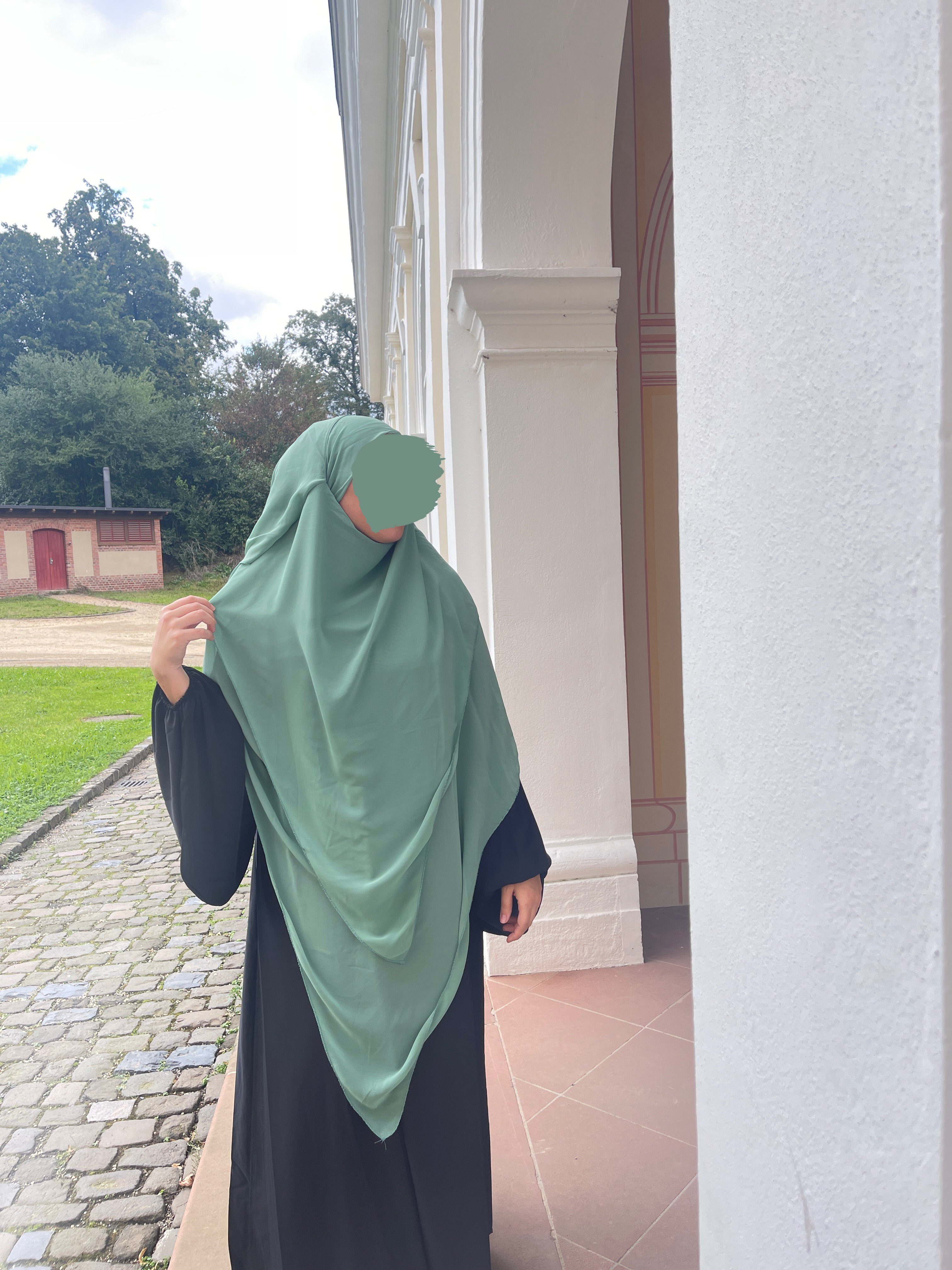 HIJABIFY Kopftuch Khimar dreilagig aus Chiffon, Khimar/Hijab/ islamische Kopfbedeckung dreilagig mit Niqabfunktion