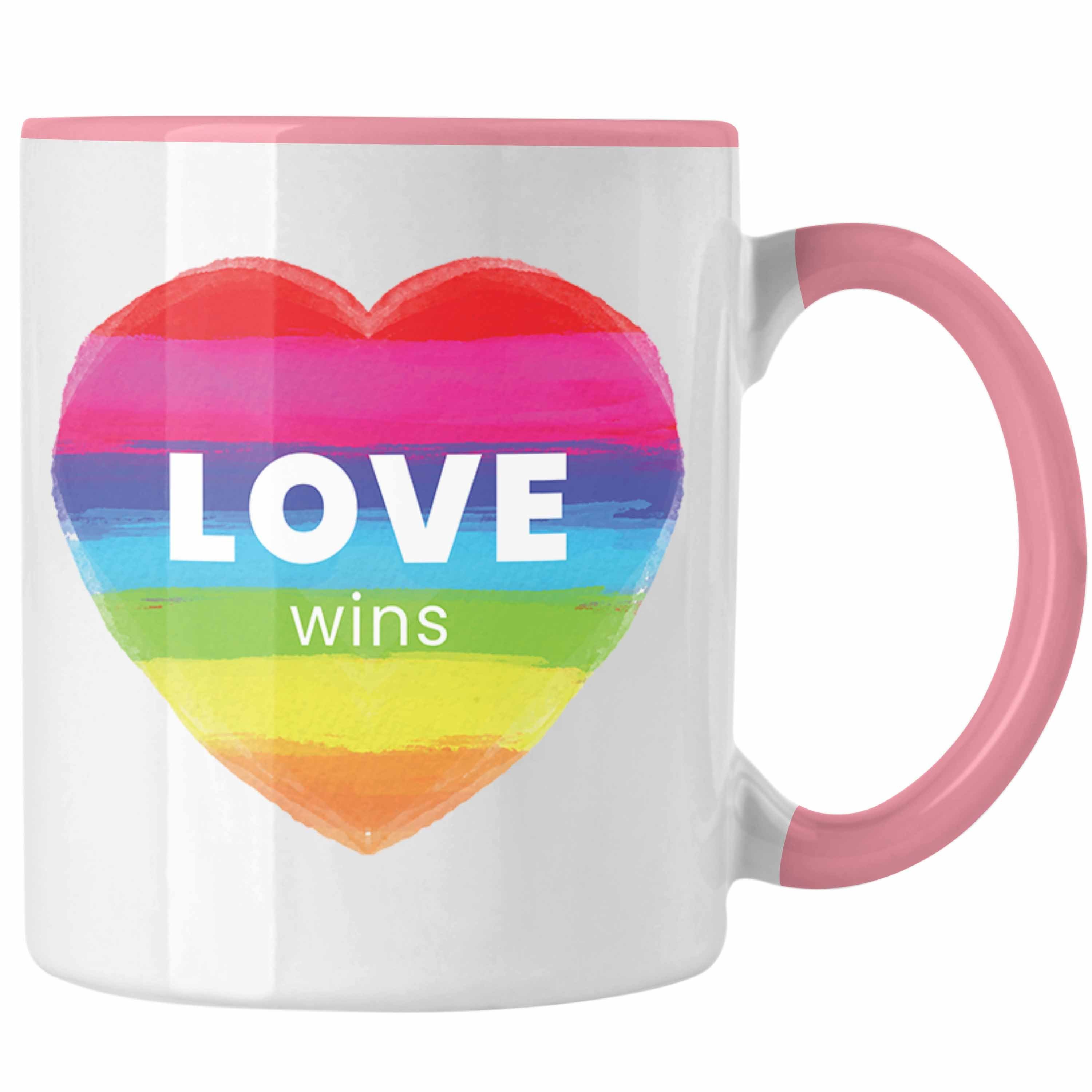 Trendation Tasse Trendation - Regenbogen Tasse Geschenk LGBT Schwule Lesben Transgender Grafik Pride Love Rosa