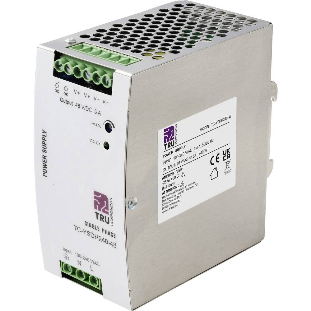 TRU COMPONENTS Hutschienen-Netzteil (DIN-Rail) 48 V/DC 5 A 240 W Anzahl Ausgänge:1 x Hutschienen-Netzteil