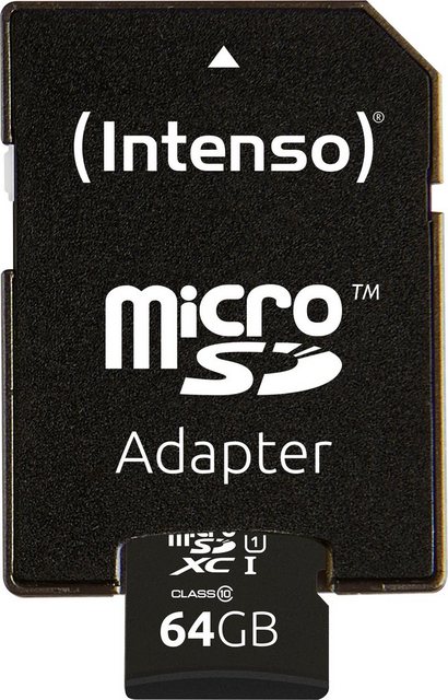 Intenso »microSDHC UHS-I Premium + SD-Adapter« Speicherkarte (64 GB, 45 MB/s Lesegeschwindigkeit)