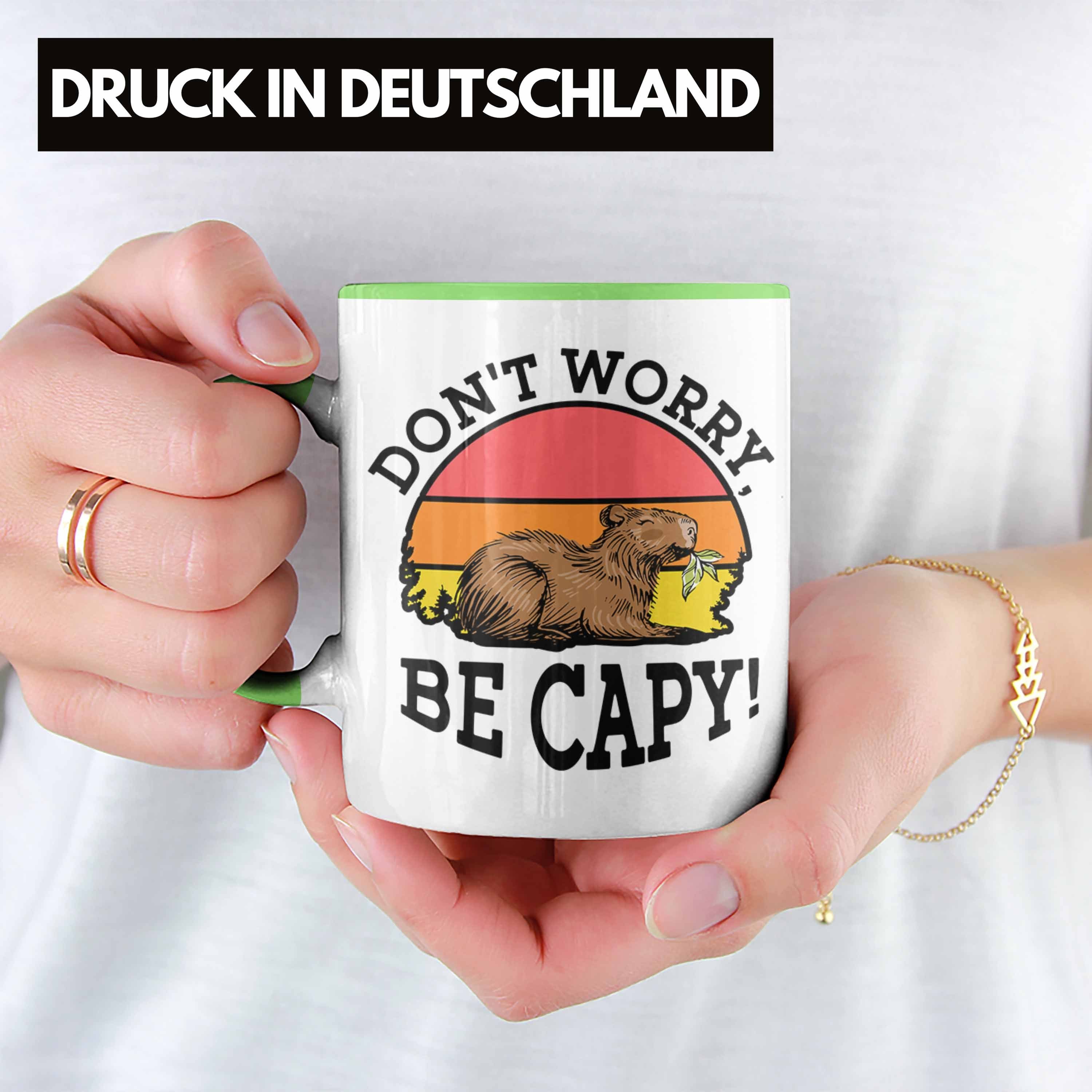Tasse Grün Worry Be Lustige lustiges für Trendation Cappy" Tasse Geschenk "Don't Capybara-Li
