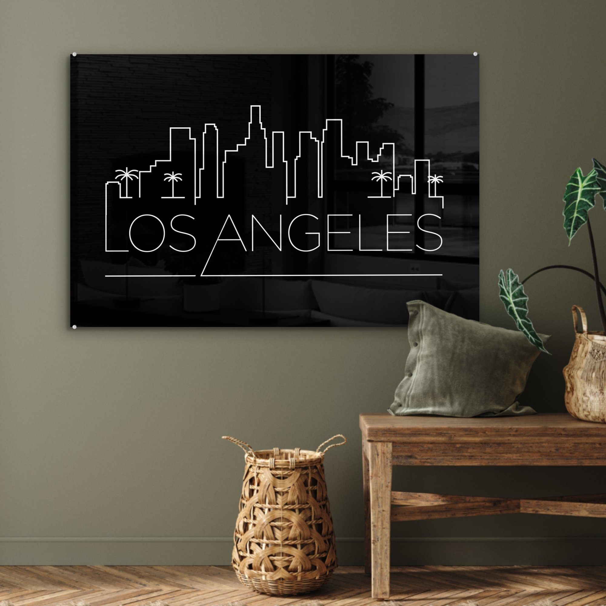& St), Skyline Wohnzimmer Acrylglasbild MuchoWow "Los Angeles" (1 schwarz, Schlafzimmer Acrylglasbilder