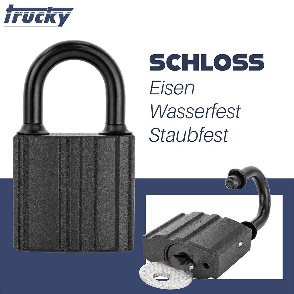 Trucky Vorhängeschloss Schloss mit Schlüssel Vorhängeschloss outdoor wetterfest schwarz Eisen