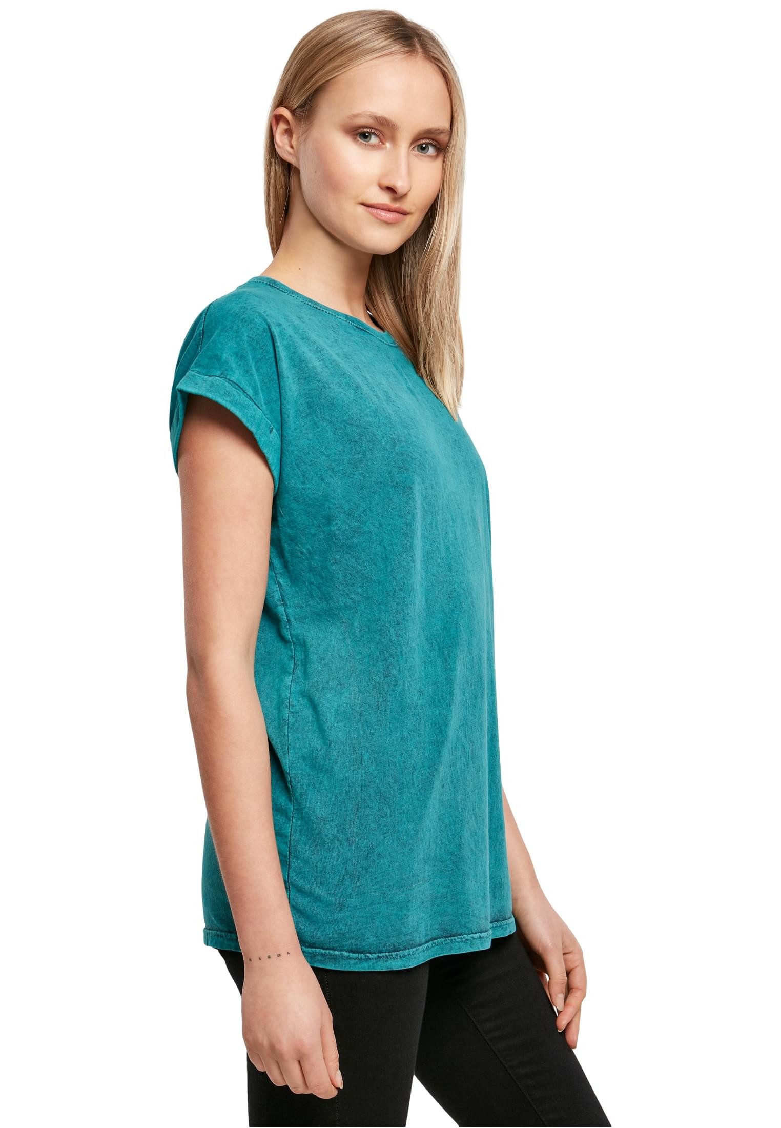 urbandreamz T-Shirt Damen Kurzarm Rundhals mit verlängerter Schulter Acid Wash