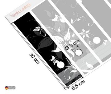 Wallario Etiketten Blumenranke in Schwarz-Weiß, Ordnerrücken-Sticker in verschiedenen Ausführungen