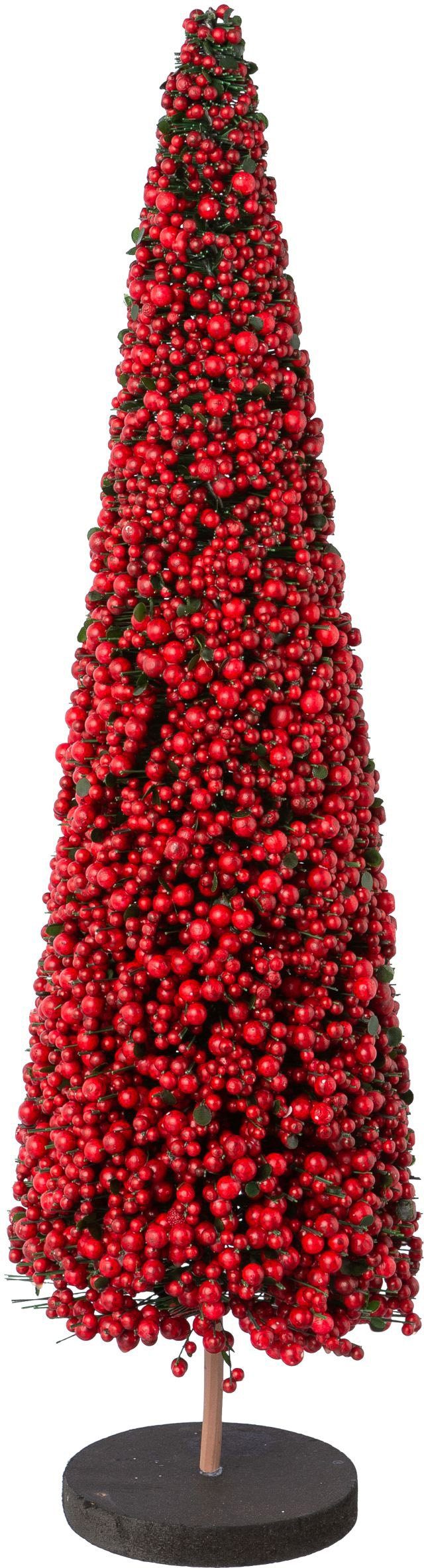Creativ deco Dekobaum Weihnachtsdeko (1 St), auf hochwertiger Holzbase, mit Perlen verziert, Höhe 50 cm