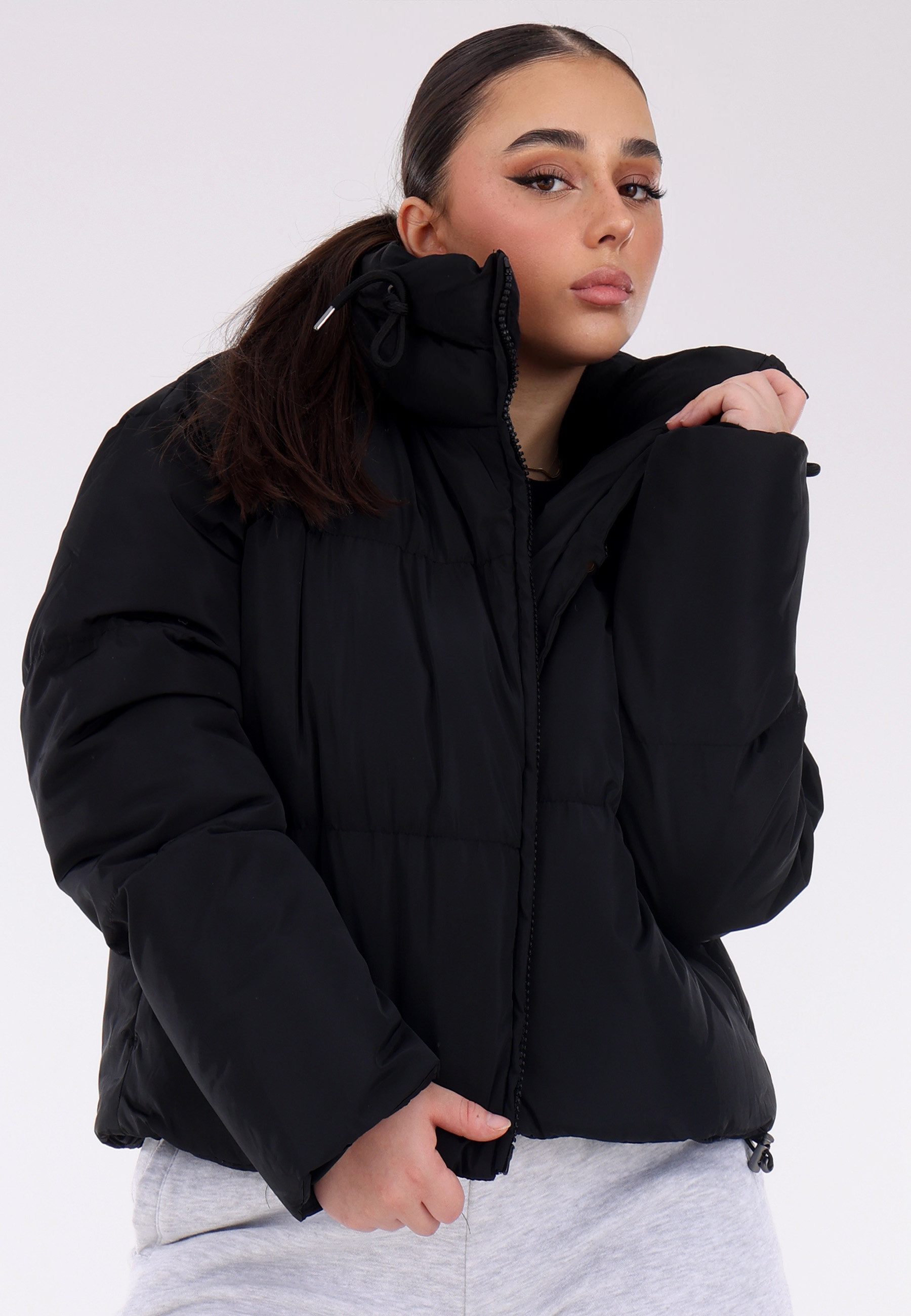 YC Fashion & Style Steppjacke "Wattierte Kurzjacke mit Kapuze" Basic günstig online kaufen