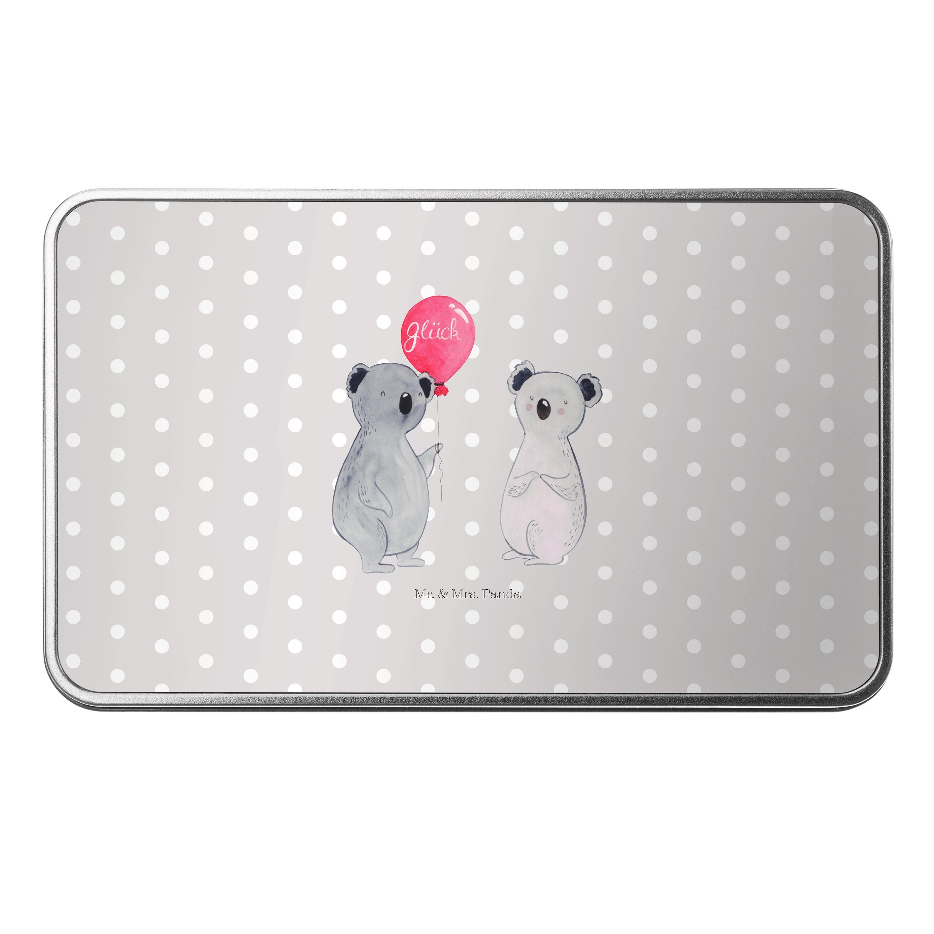 Mr. & Mrs. Panda Dose Koala Luftballon - Grau Pastell - Geschenk, Blechdose, Blechbox, Cont (1 St)