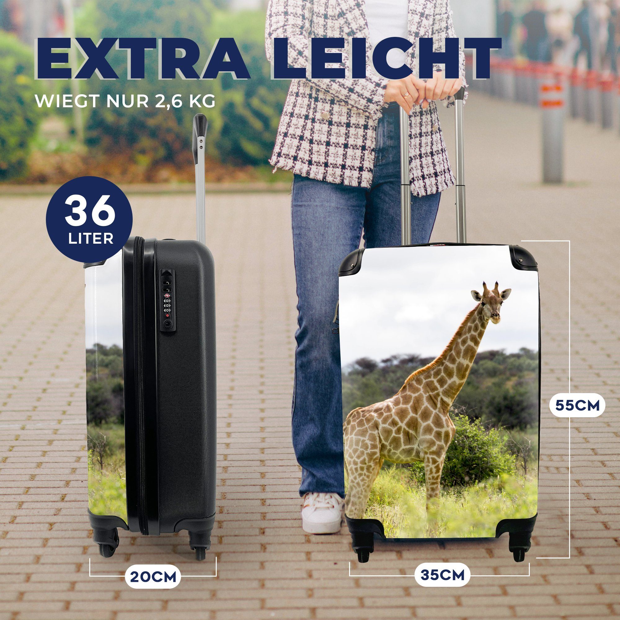 MuchoWow Ferien, rollen, Reisekoffer Handgepäck - 4 Trolley, mit Rollen, Giraffe für Pflanzen Reisetasche Handgepäckkoffer Tier, -