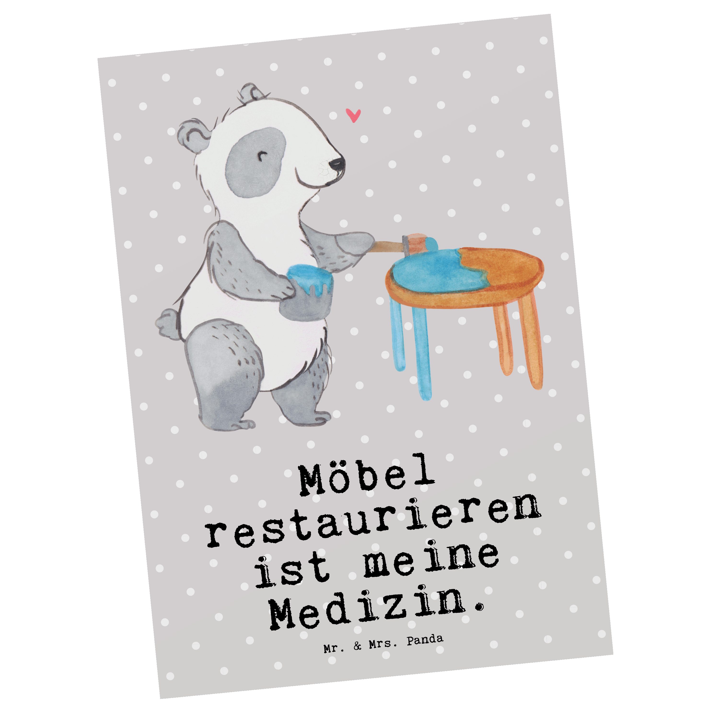 Postkarte Mrs. - Pastell Grau Mr. Ei Panda Hobby, - & Geschenk, restaurieren Möbel Panda Medizin