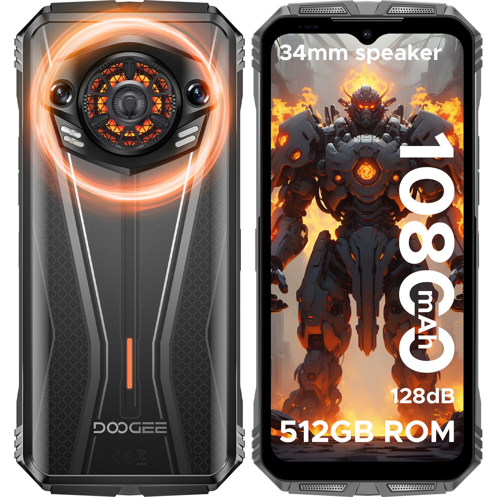 DOOGEE S CYBER PRO 32GB+512GB(2TB), 50MP,10800 mAh ultralange Akkulaufzeit Smartphone (6.6 Zoll, 512 GB Speicherplatz, 50 MP Kamera, 33W Schnellladefunktion,6.6" FHD+ 120Hz,IP68, NFC, OTG, GPS)