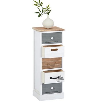 CARO-Möbel Kommode SALVA, Kommode Schubladenschrank Standregal Holzregal 5 Schubladen Vintage Sh