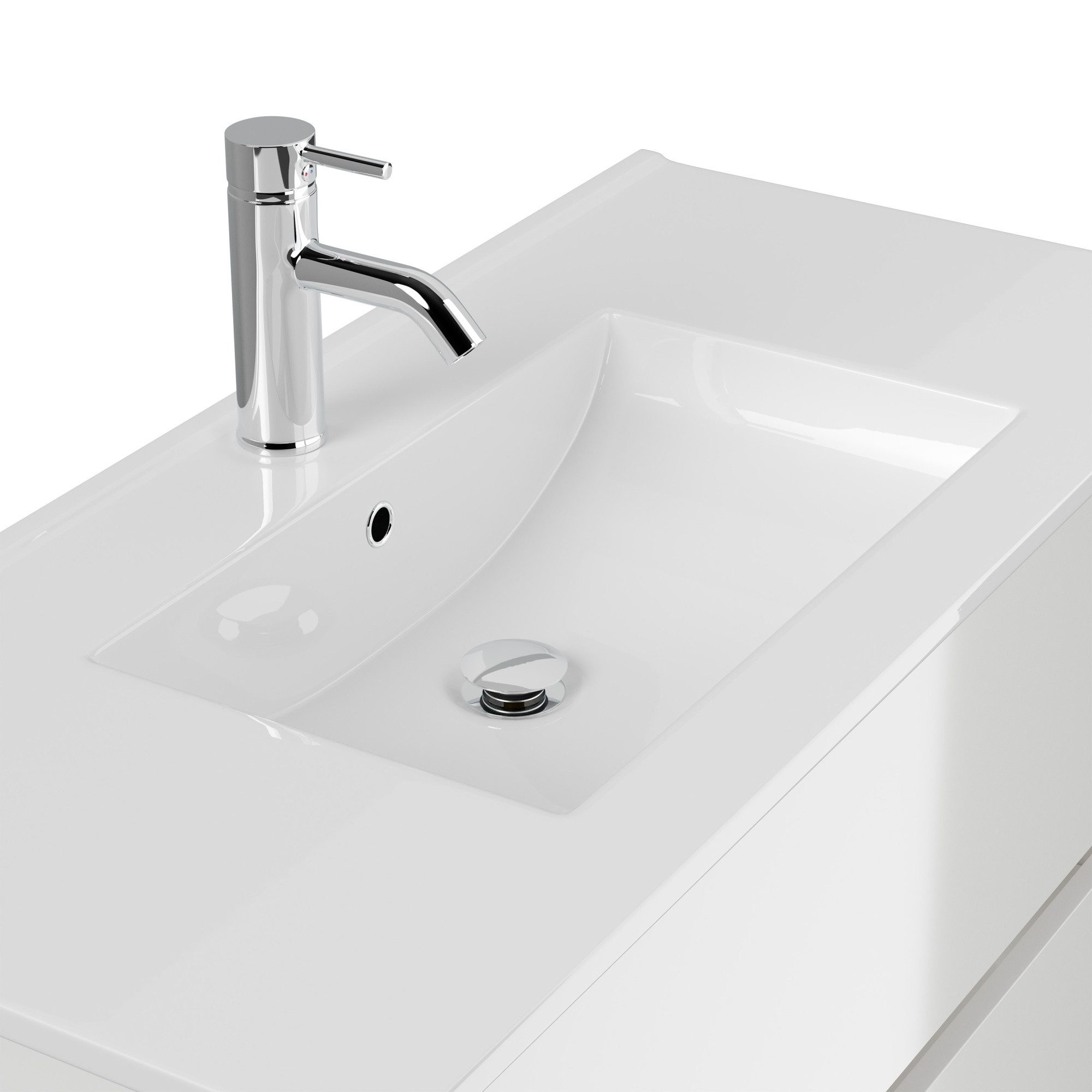Magnolia Home Waschtisch Badmöbel Set Taifun 3tlg. 100 cm mit Spiegelschrank & 3er Boxen weiß H