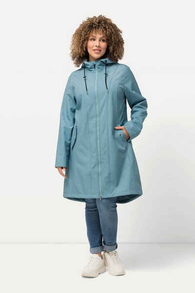 Ulla Popken Softshelljacke HYPRAR Softshell-Longjacke wasserabweisend Kapuze