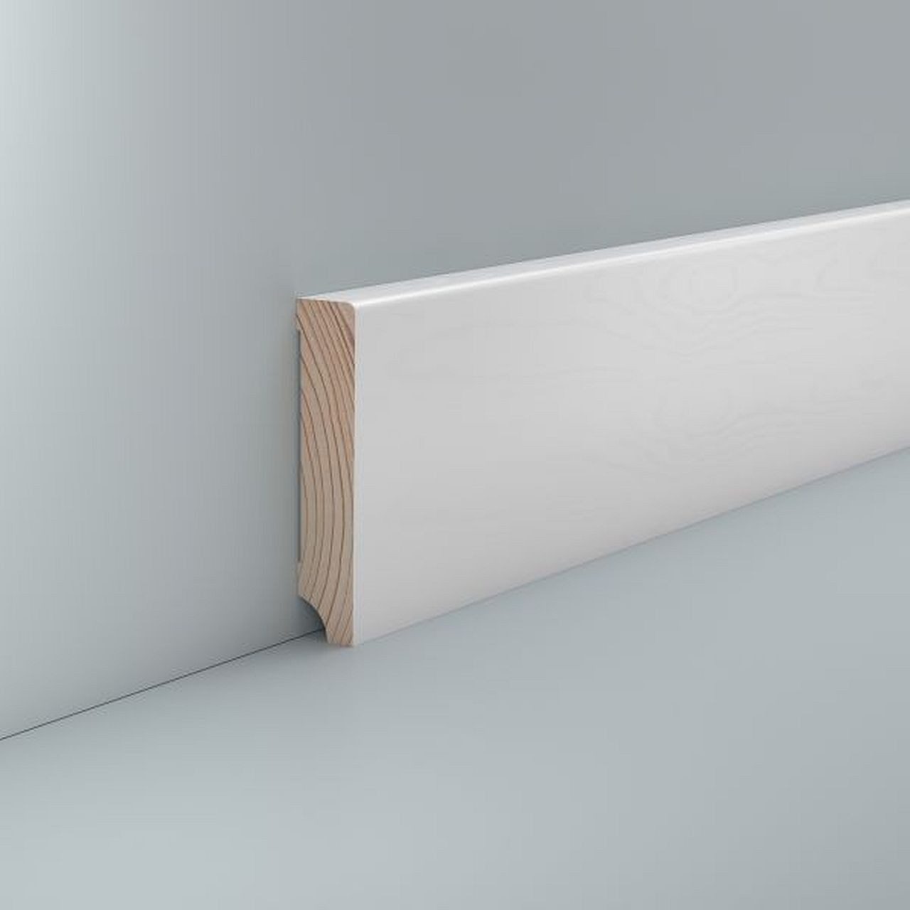 Südbrock Sockelleiste Sockelleiste weiß Holz 16 x 80 mm Kiefer lackiert RAL 9016 Fußleiste, L: 250 cm, H: 8 cm, 1-St.