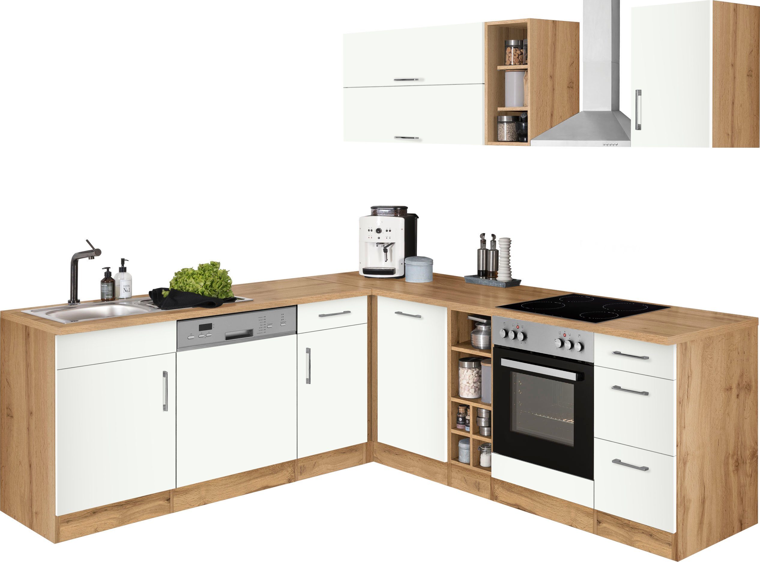 KOCHSTATION Winkelküche KS-Colmar, ohne E-Geräte, Stellbreite 210/240 cm