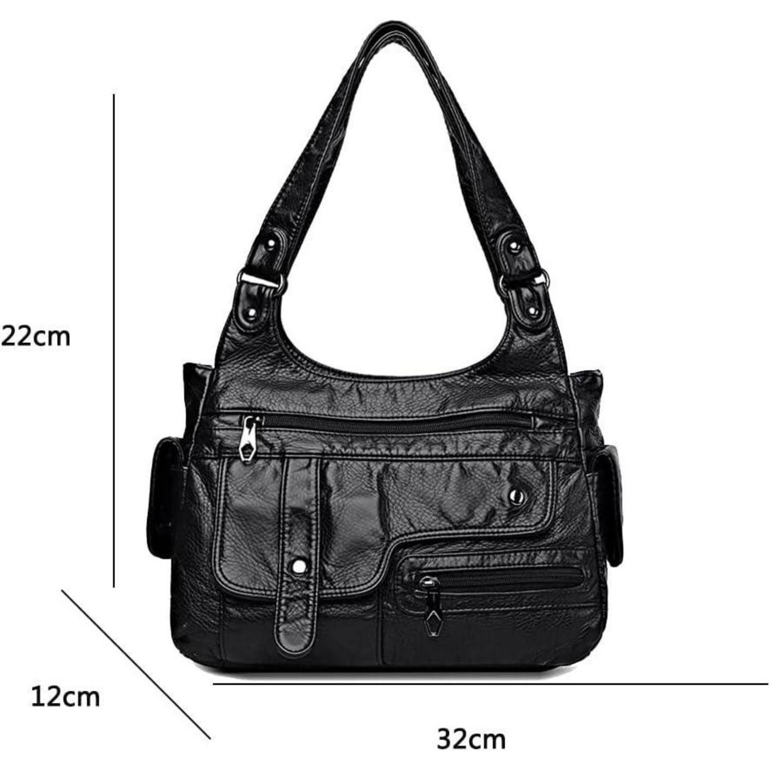 LuxusKollektion Hobo Damen Hobo Handtasche Vintage PU-Leder Schultertasche Schwarz