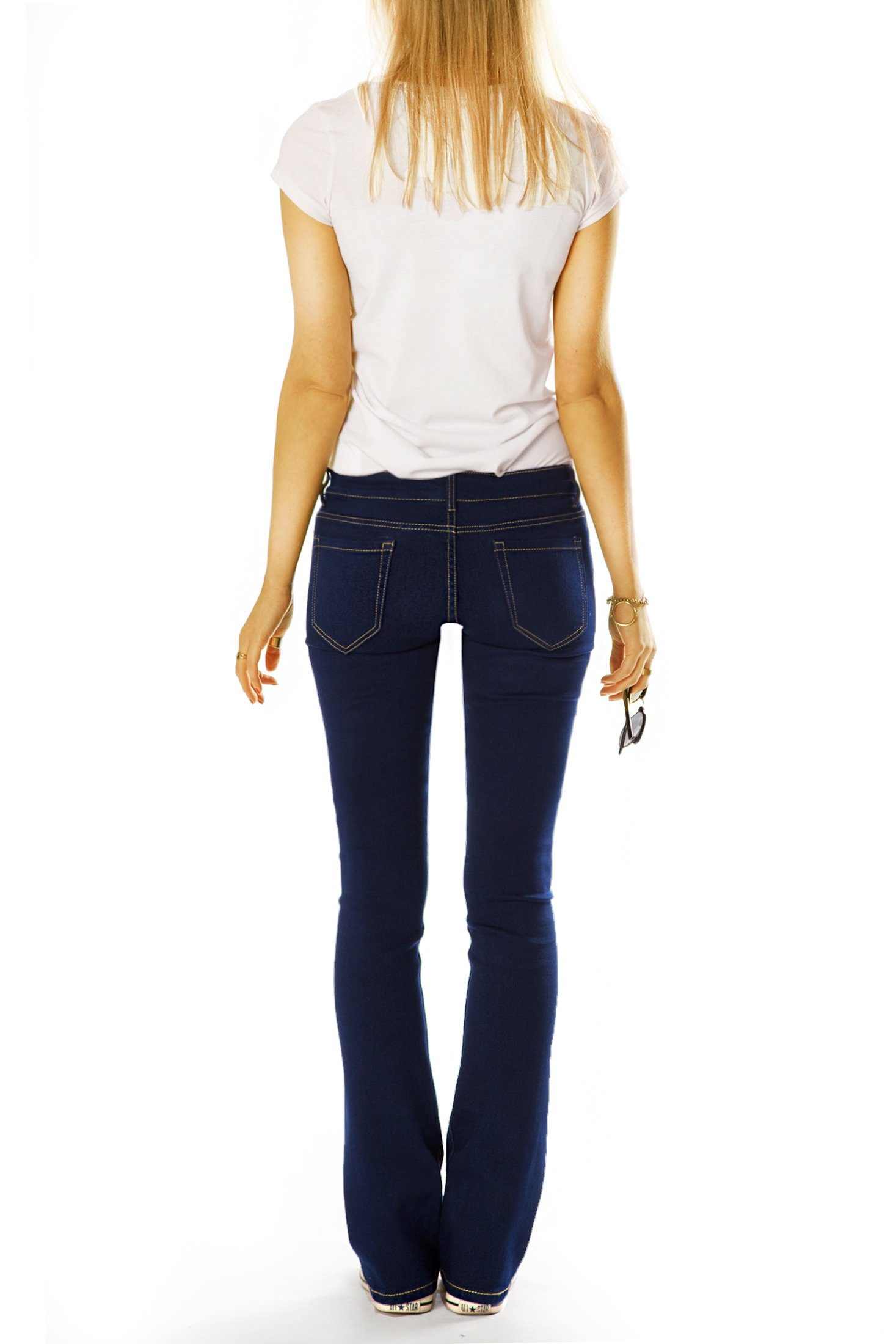 be styled Bootcut-Jeans Hüftjeans Bootcut Jeanshose -j18g Stretch-Anteil, Damen schwarz - 5-Pocket-Style Stretchjeans mit
